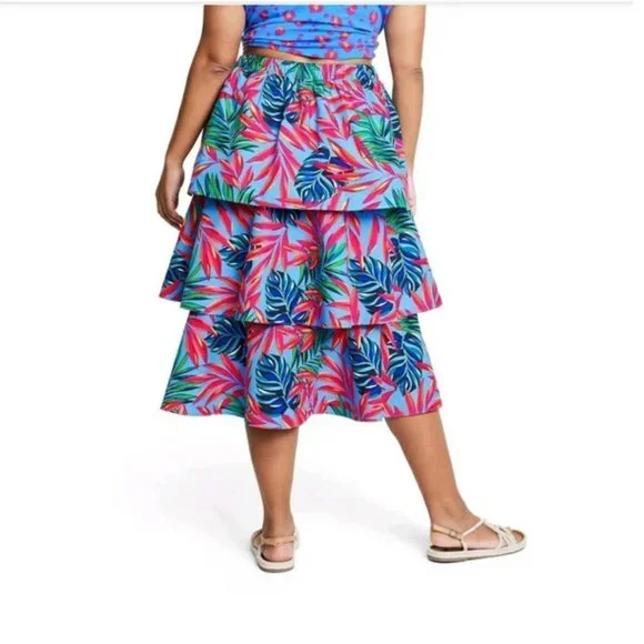 Tabitha Brown x Target Tropical Print Tiered Midi Skirt - Picture 2 of 2